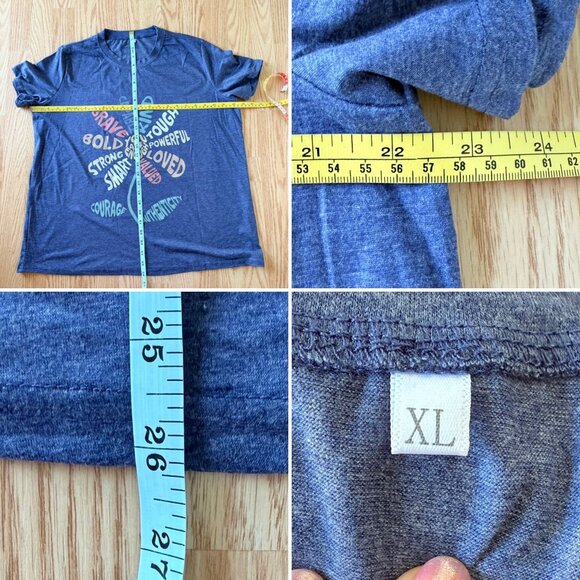 Floral Inspirational Graphic T Shirt Size XL You Are Enough Positive Word Art - Picture 4 of 8